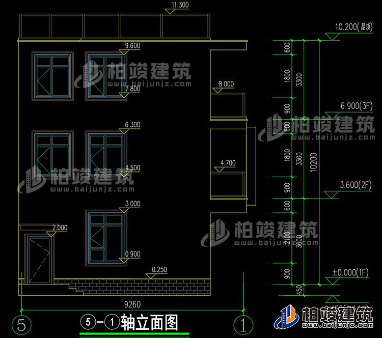 背立面图